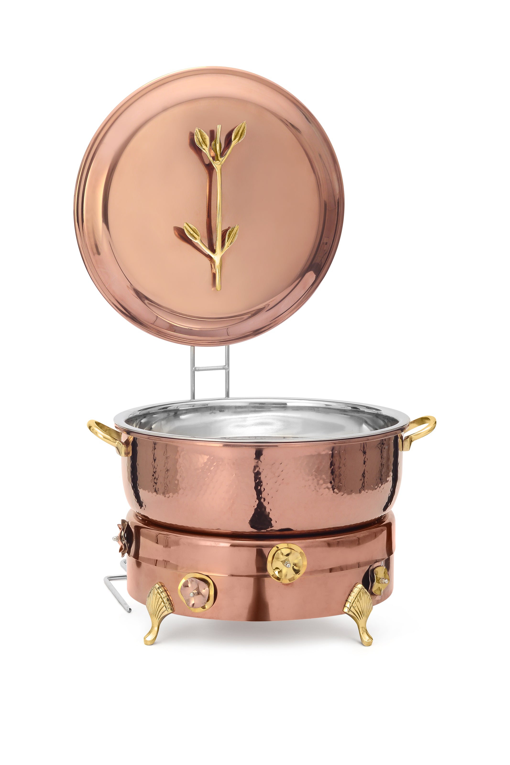Stainless Steel Round 7 Ltrs  Chafing Dish, With Flora Design.