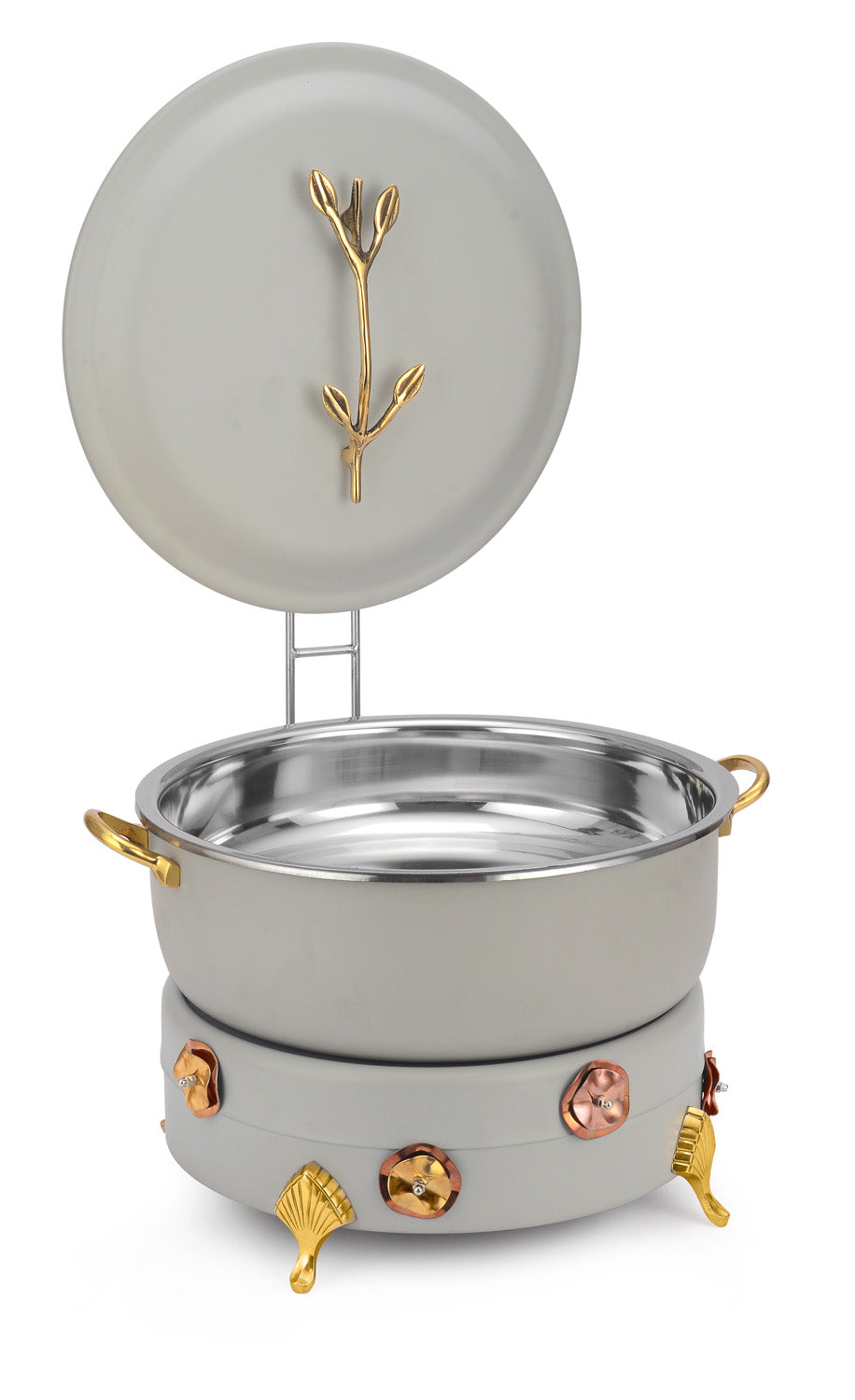 Stainless Steel Round 7 Ltrs  Chafing Dish, With Flora Design.