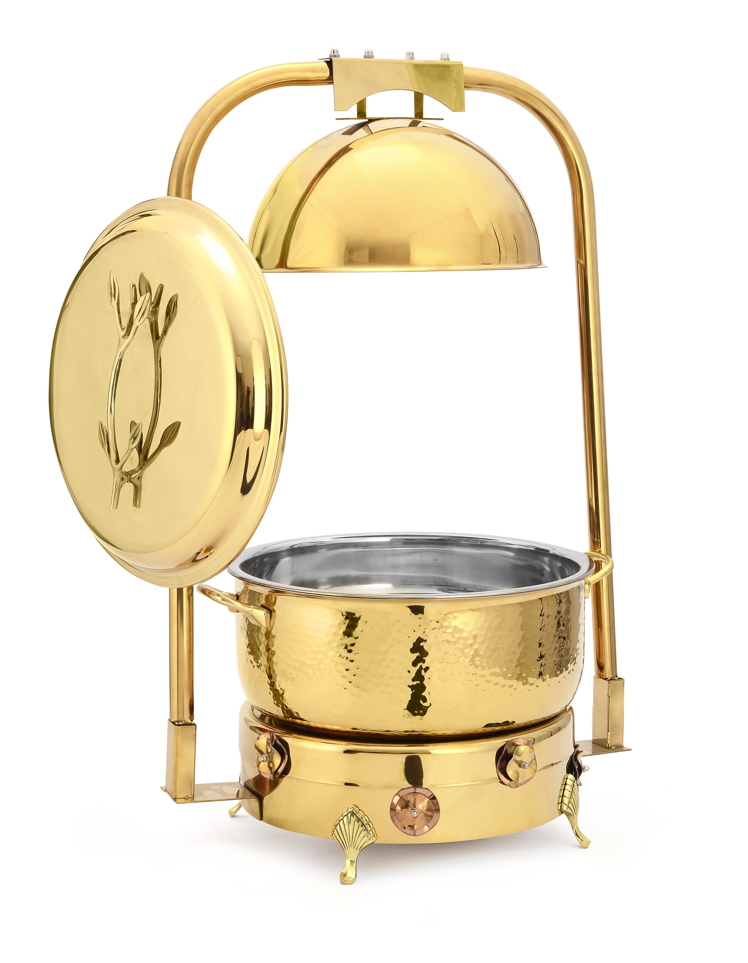 Stainless Steel Round 7 Ltrs  Chafing Dish, With Flora Design.