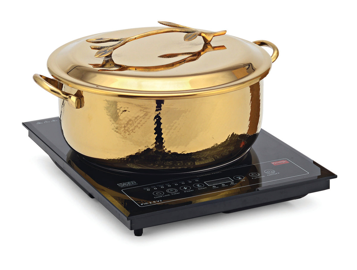 Stainless Steel Round 7 Ltrs  Chafing Dish, With Hammered Finish (Induction Heater not included)