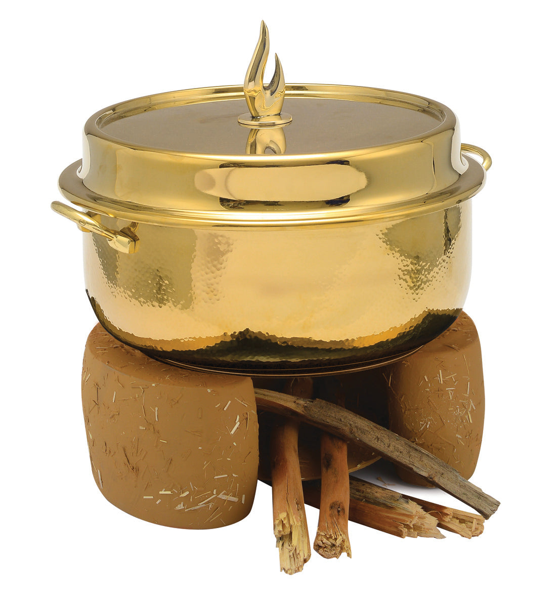 Stainless Steel Large  Size Chafing Dish, With Hammered Finish. With Chulha type stand. (Induction Heater not included)