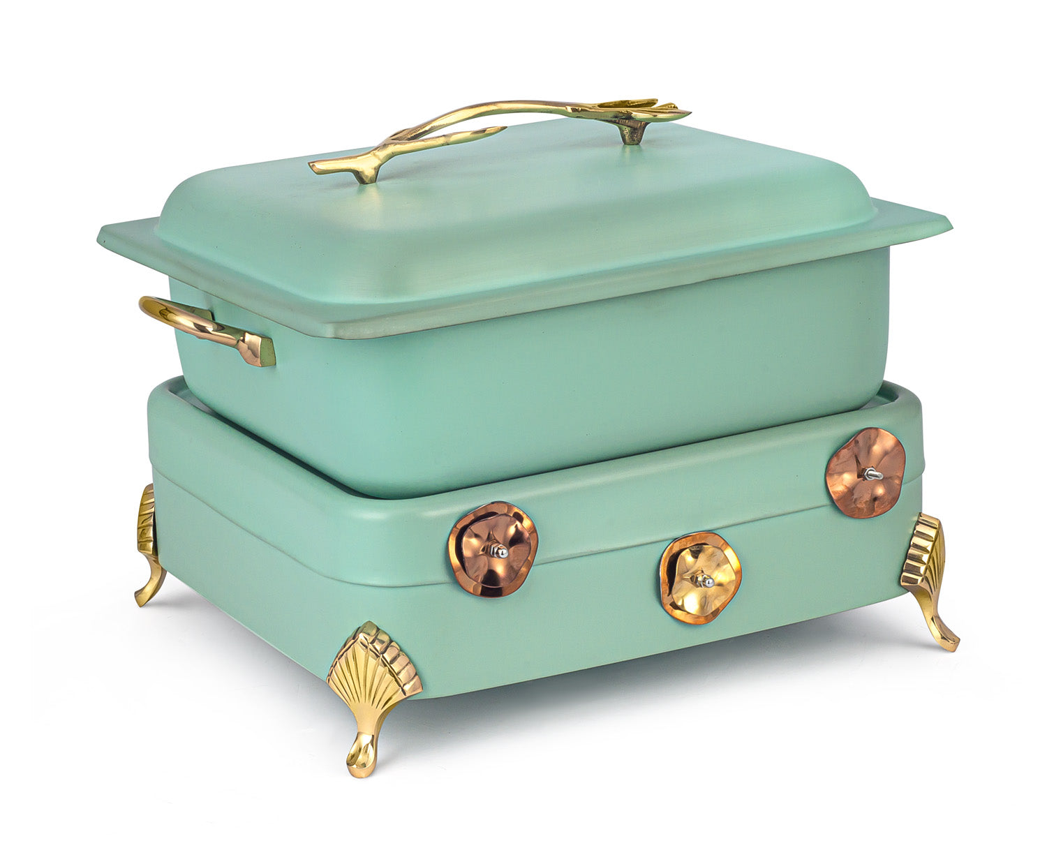 Stainless Steel Square 7 Ltrs Chafing Dish, With Low Height Stand.  (Induction Heater/ Heating Plate Not Included).