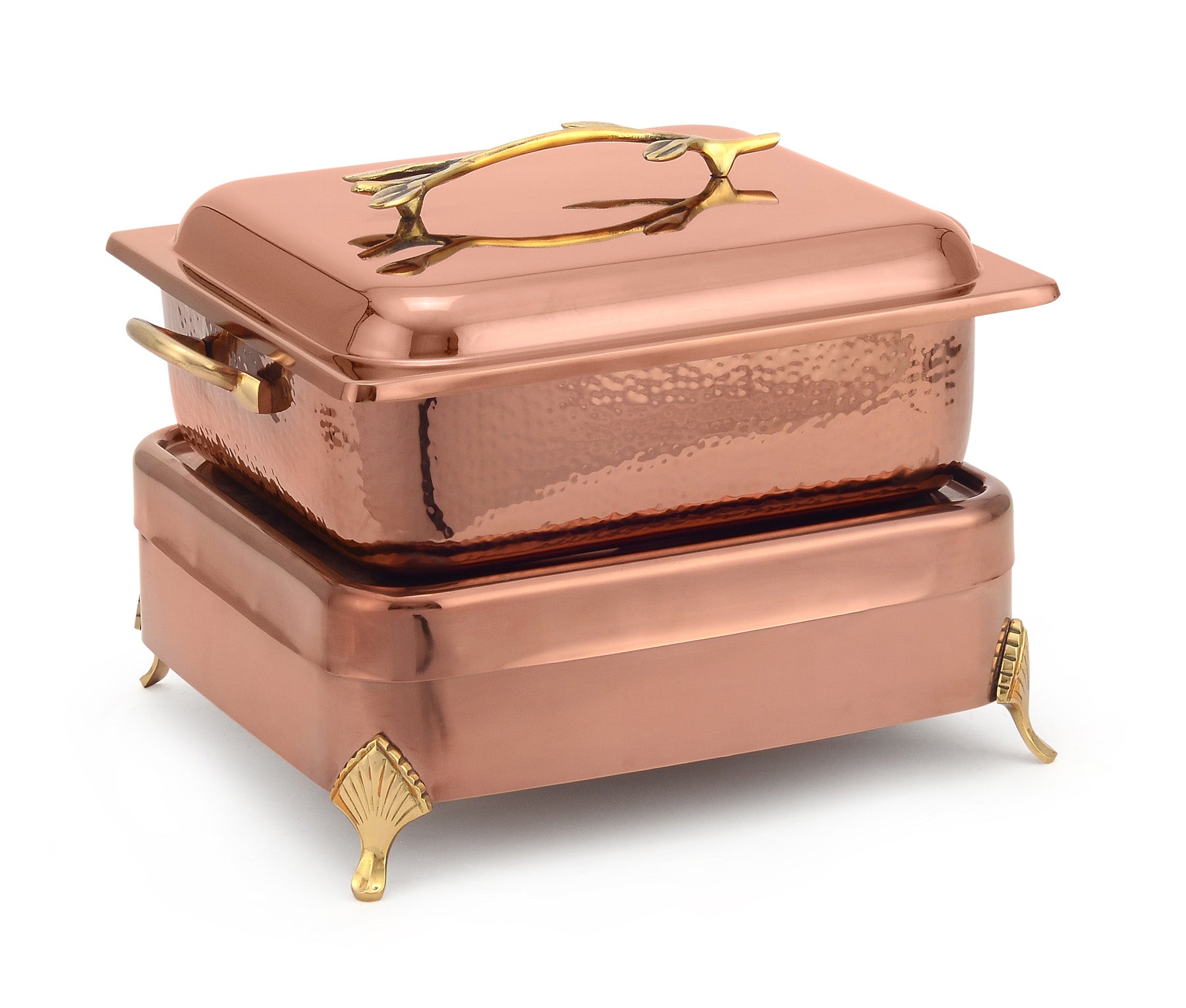 Stainless Steel Square 7 Ltrs Chafing Dish, With Low Height Stand.  (Induction Heater/ Heating Plate Not Included).