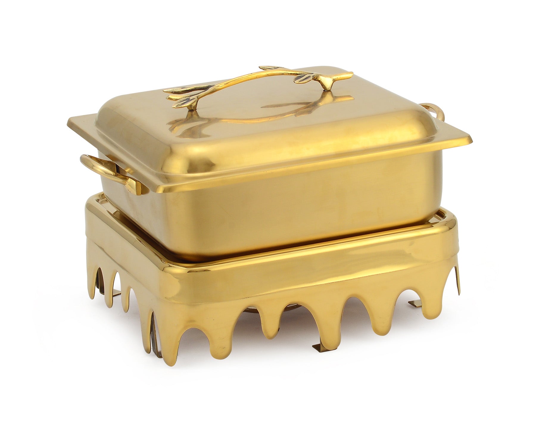 Stainless Steel Square 7 Ltrs Chafing Dish, With MB Design Stand.  (Induction Heater/ Heating Plate Not Included).