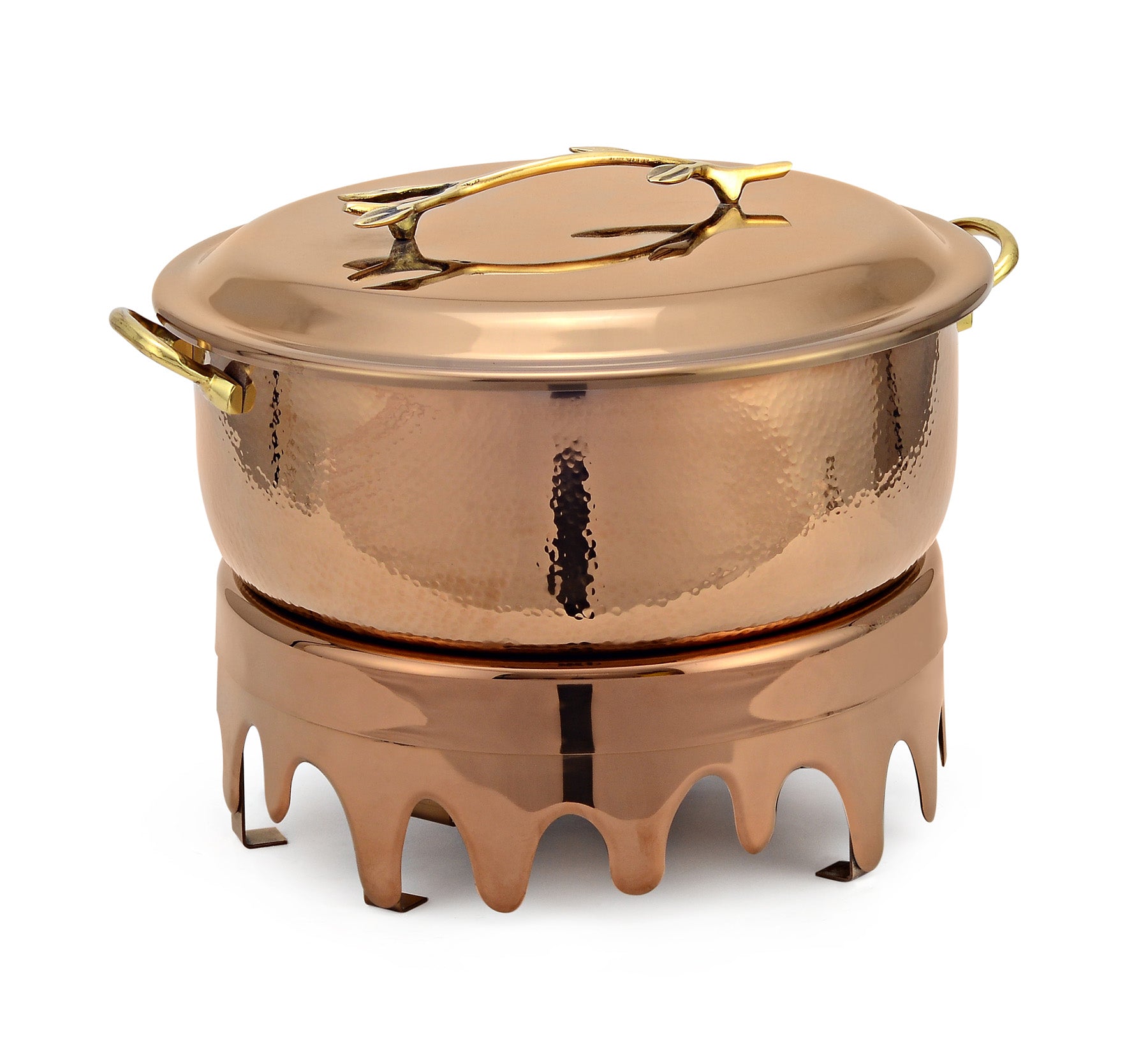 Stainless Steel Round 7 Ltrs  Chafing Dish, With MB Design Stand.  (Induction Heater/ Heating Plate Not Included).