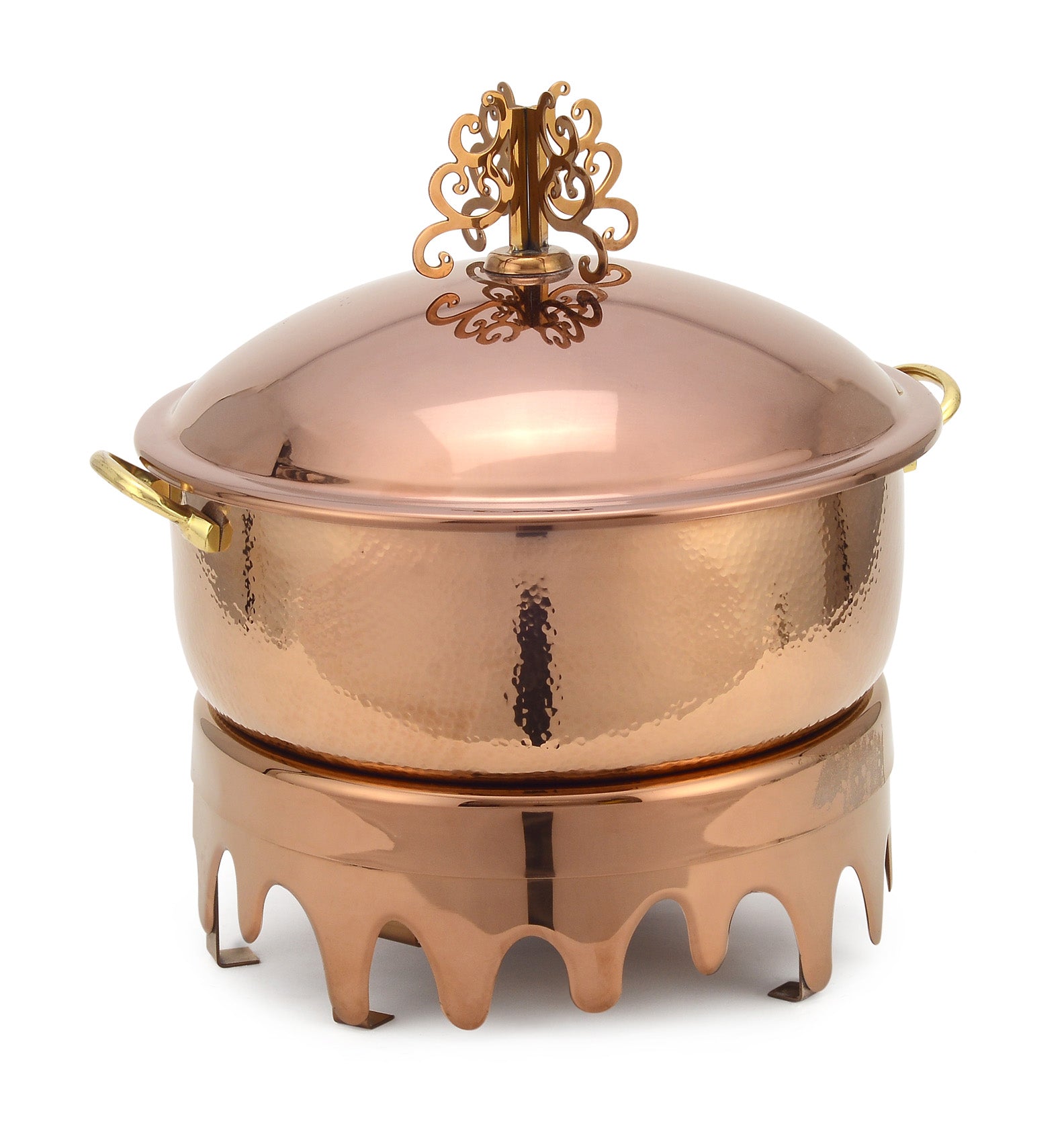 Stainless Steel Round 7 Ltrs  Chafing Dish, With MB Design Stand.  (Induction Heater/ Heating Plate Not Included).