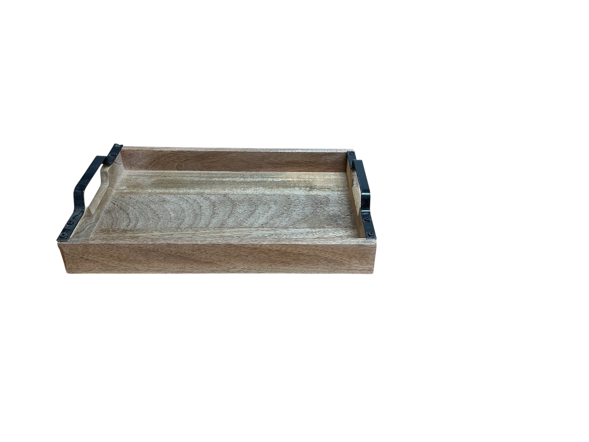 Bamboo Tray Rectangle 14 X 10 INCH with Iron Handle