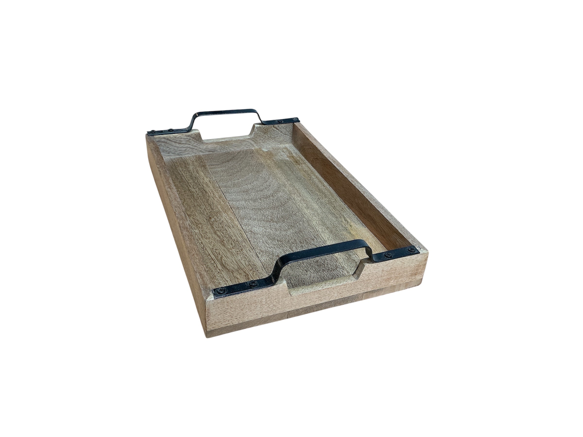 Bamboo Tray Rectangle 14 X 10 INCH with Iron Handle