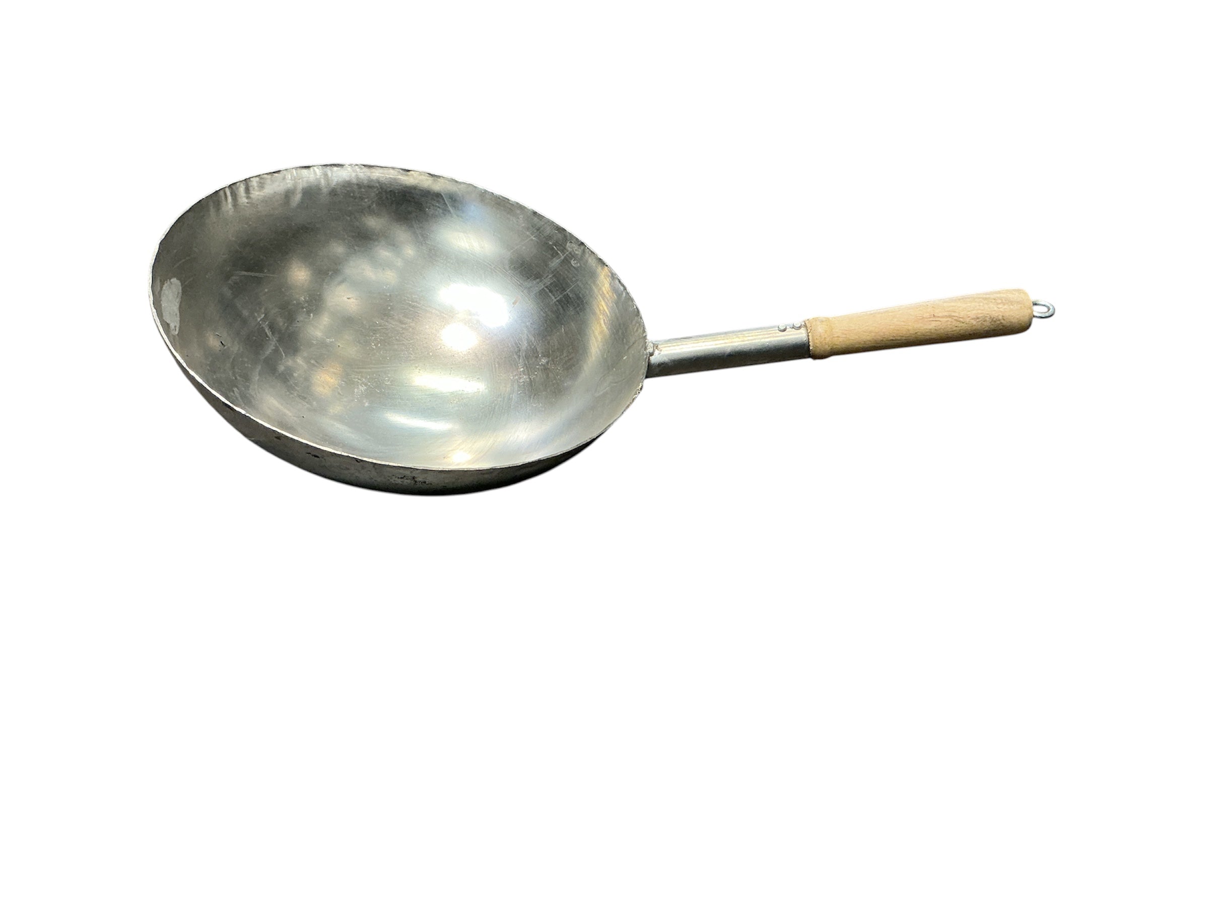 MS Wok SS With Wooden handle Size 14(35 cm)