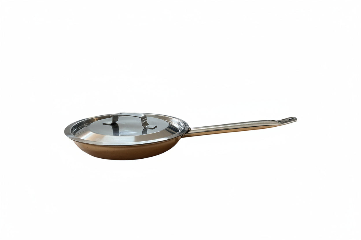 Commercial HD SS  Frying Pan with lid 2mm thickness 310mm 1pc