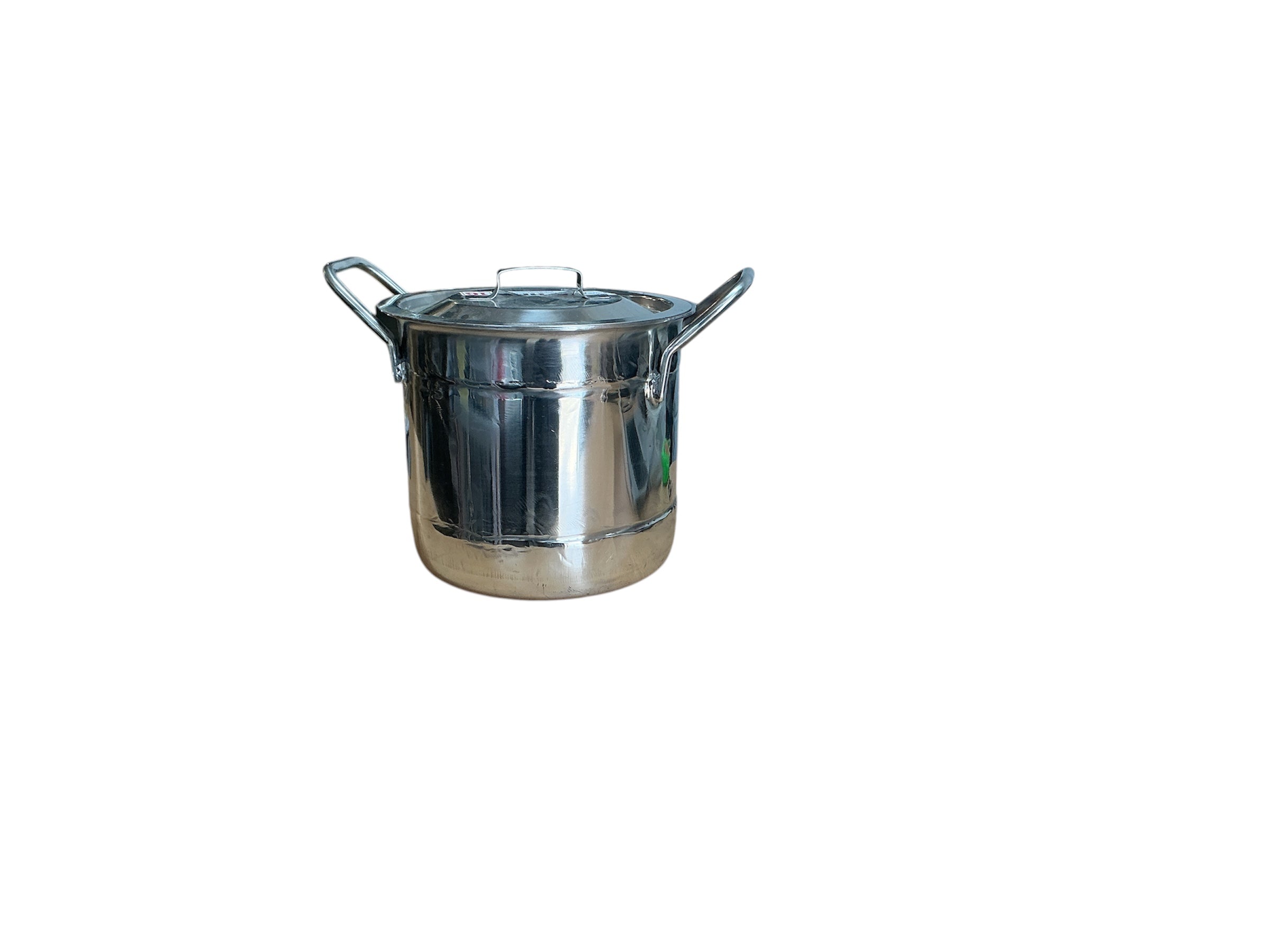 SS Welded Stock pot with Handles & Cover 3mm Thick Size 22 Capacity 21 Ltr