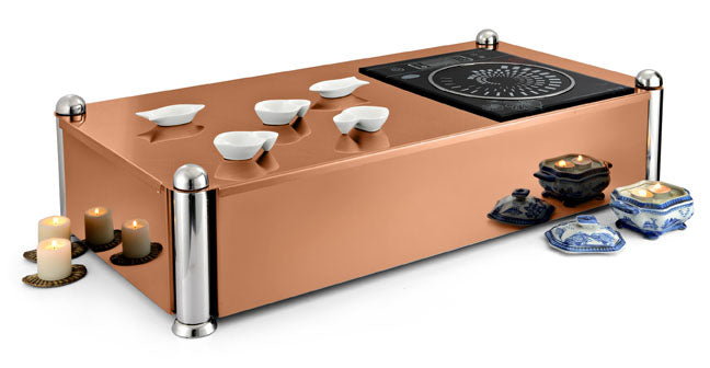 LIVE COUNTER  WITH SINGLE GRILL WITHOUT SHELTER ABOVE (Price Not Including Induction Heater) *Note: The Grill can be replaced with a Induction Top *Available In Four Colours Tones : Stainless Steel Finish/ Steel Gray Fin