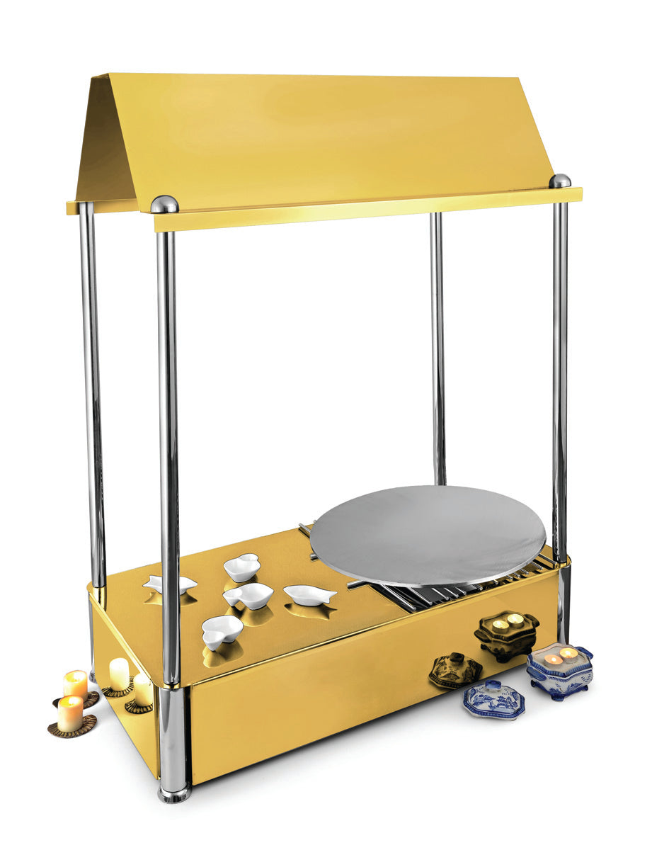 LIVE COUNTER  WITH SINGLE GRILL WITH SHELTER ABOVE (Price Including Tawa)                                                                *Note: The Grill  can be replaced with a Induction Top    *Available In Four Colour