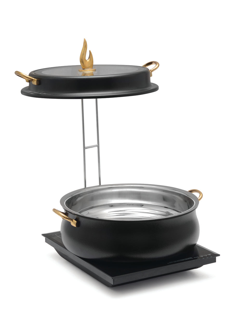 Stainless Steel Round 7 Ltrs  Chafing Dish, With Full Glass Lid. (Induction Heater not included)