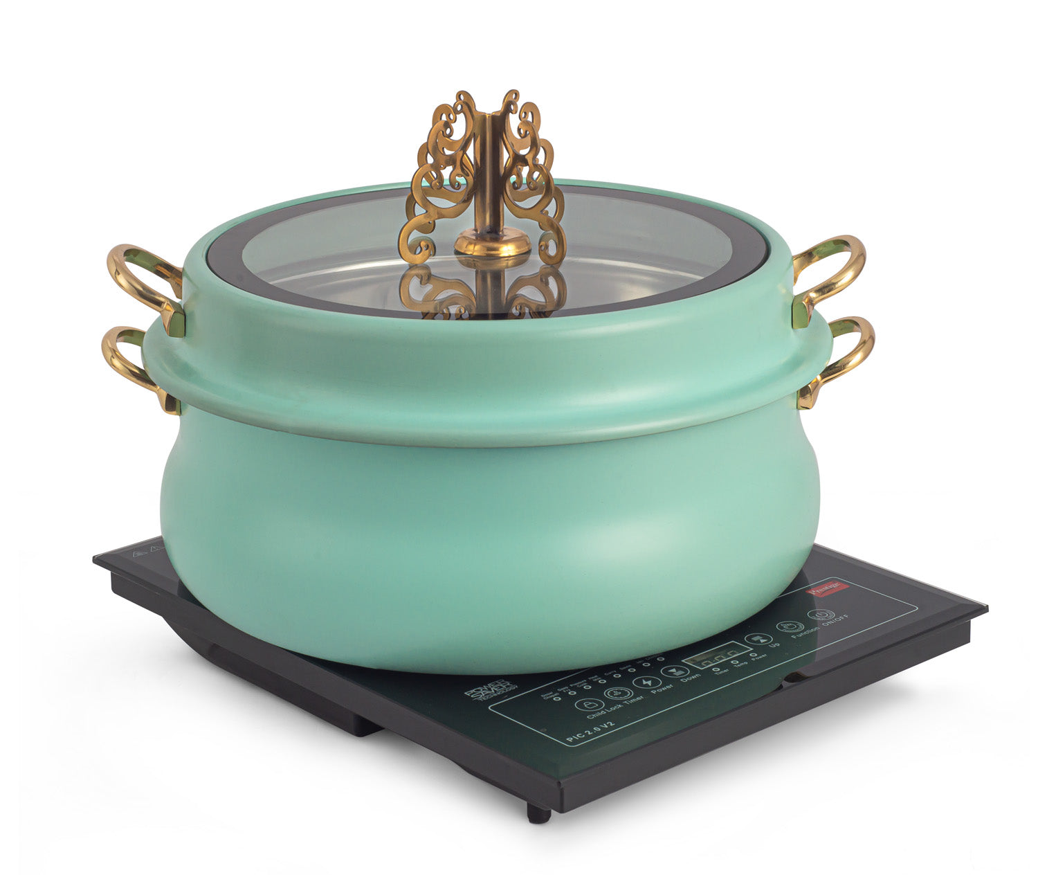 Stainless Steel Round 7 Ltrs Chafing Dish, With Full Glass Lid. (Induction Heater not included)