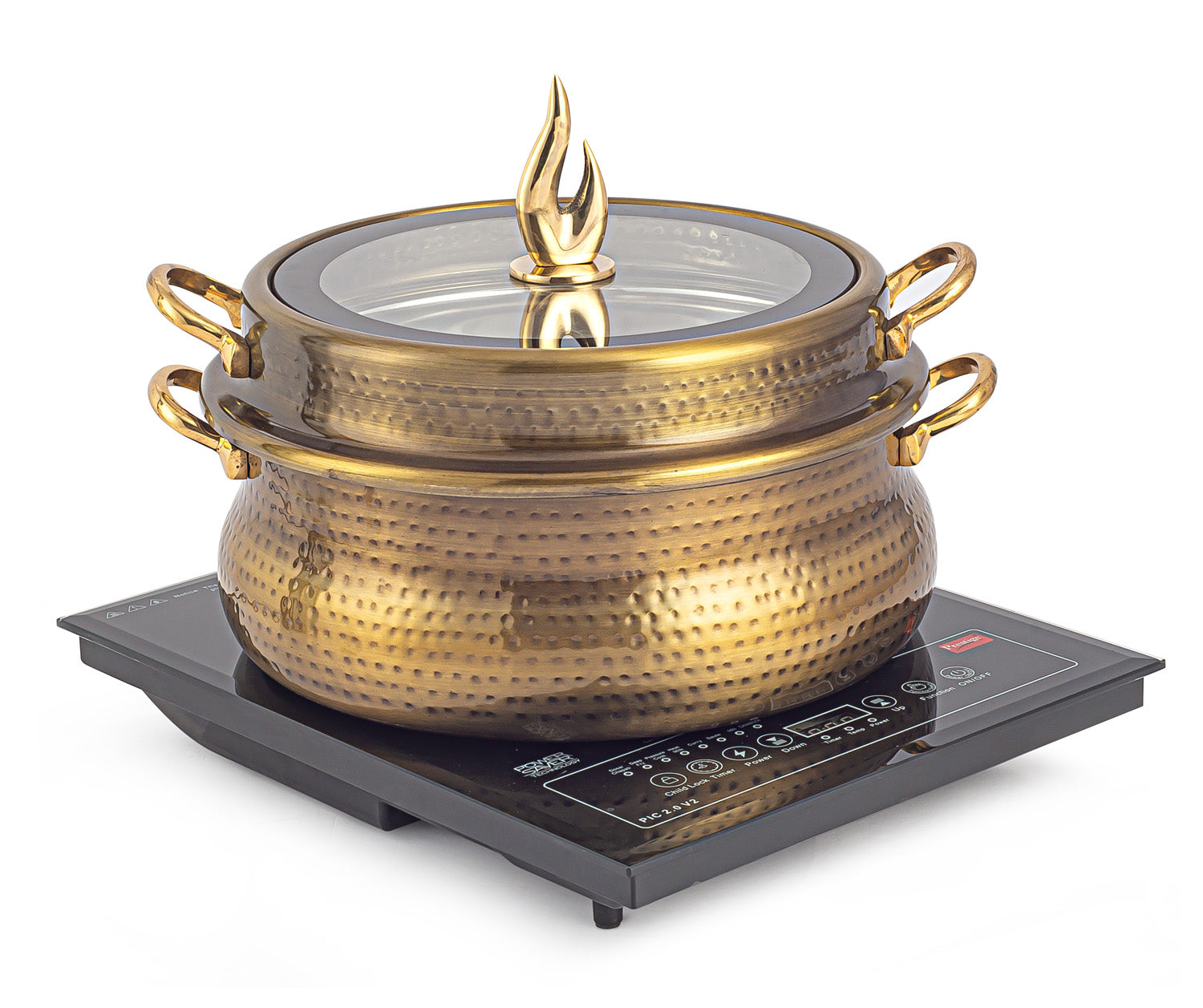 Stainless Steel Round 7 Ltrs Chafing Dish, With Full Glass Lid .(Induction Heater not included)