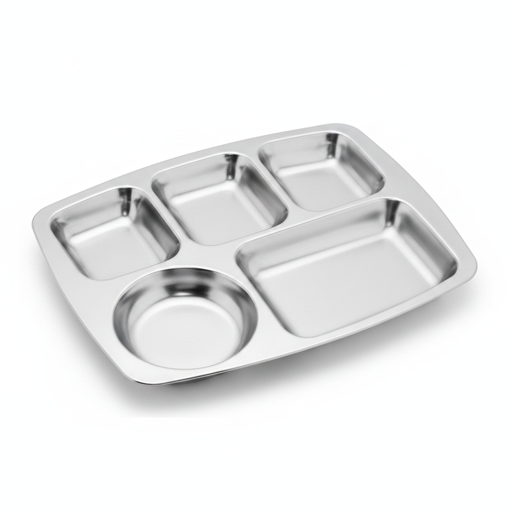 Stainless Steel 5 Section Heavy Duty Dining plate 1PC