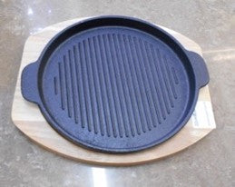 Round Sizzler Iron platter wooden+iron 22cm 1PC