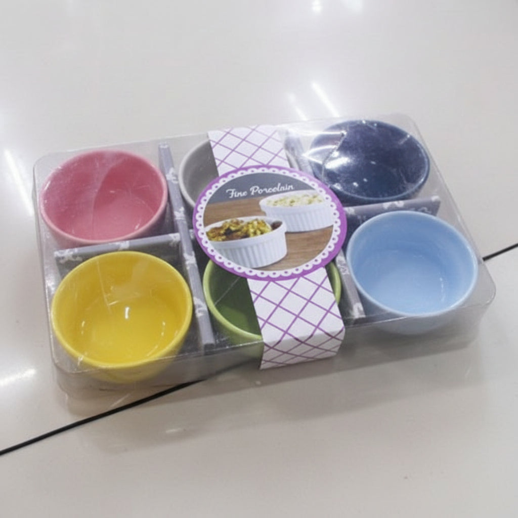 Multi-coloured Ceramic Snack Bowl 6PCS