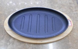 Oval Sizzler Iron platter wooden+iron 27cm 1PC