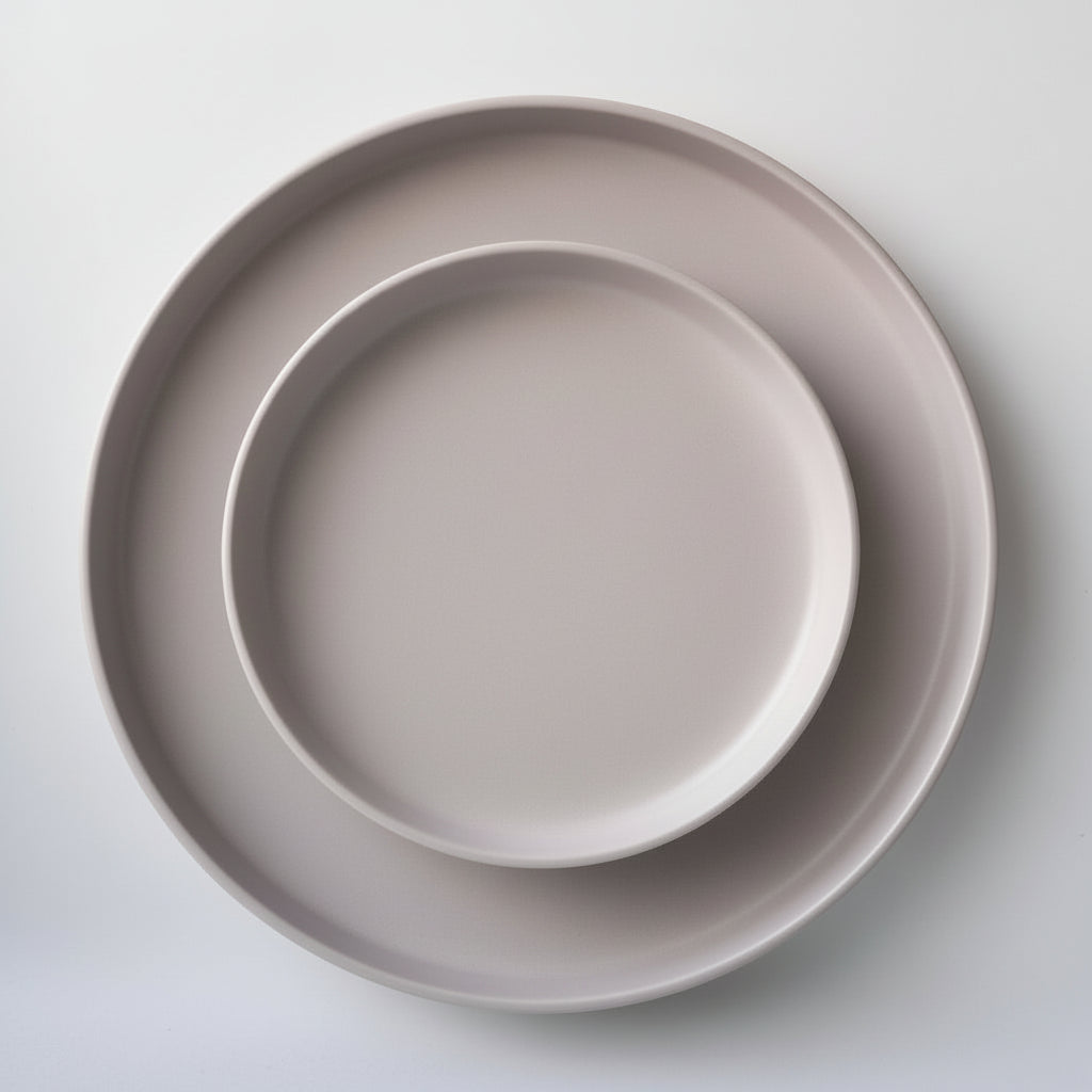 Matte White sand Ceramic Round plate  8"