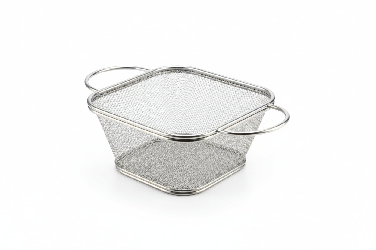 Stainless Steel Serving Basket with Side Handle/ chips basket