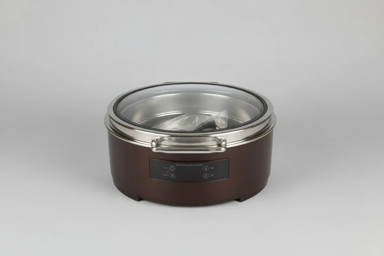 Chafing dish 8L SS Round with Clear lid Electric and with remote control temperature 1pc