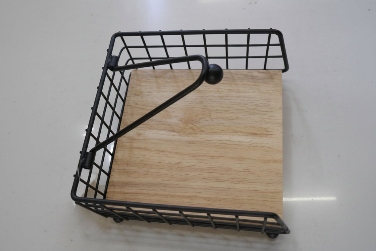Tissue holder Iron With wooden Base 1pc