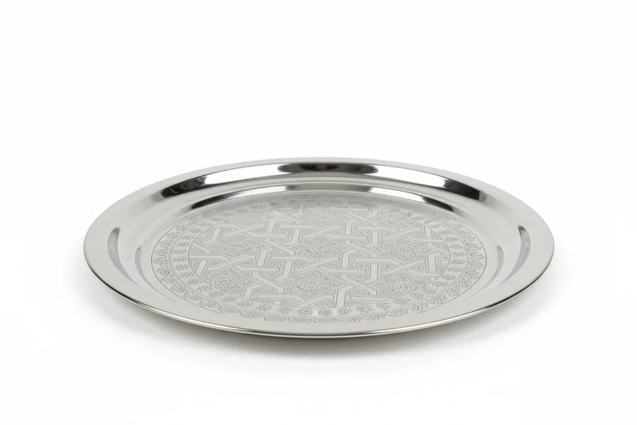 Stainless steel Tray Round/ Plate with printed patterns 55cm 1pc