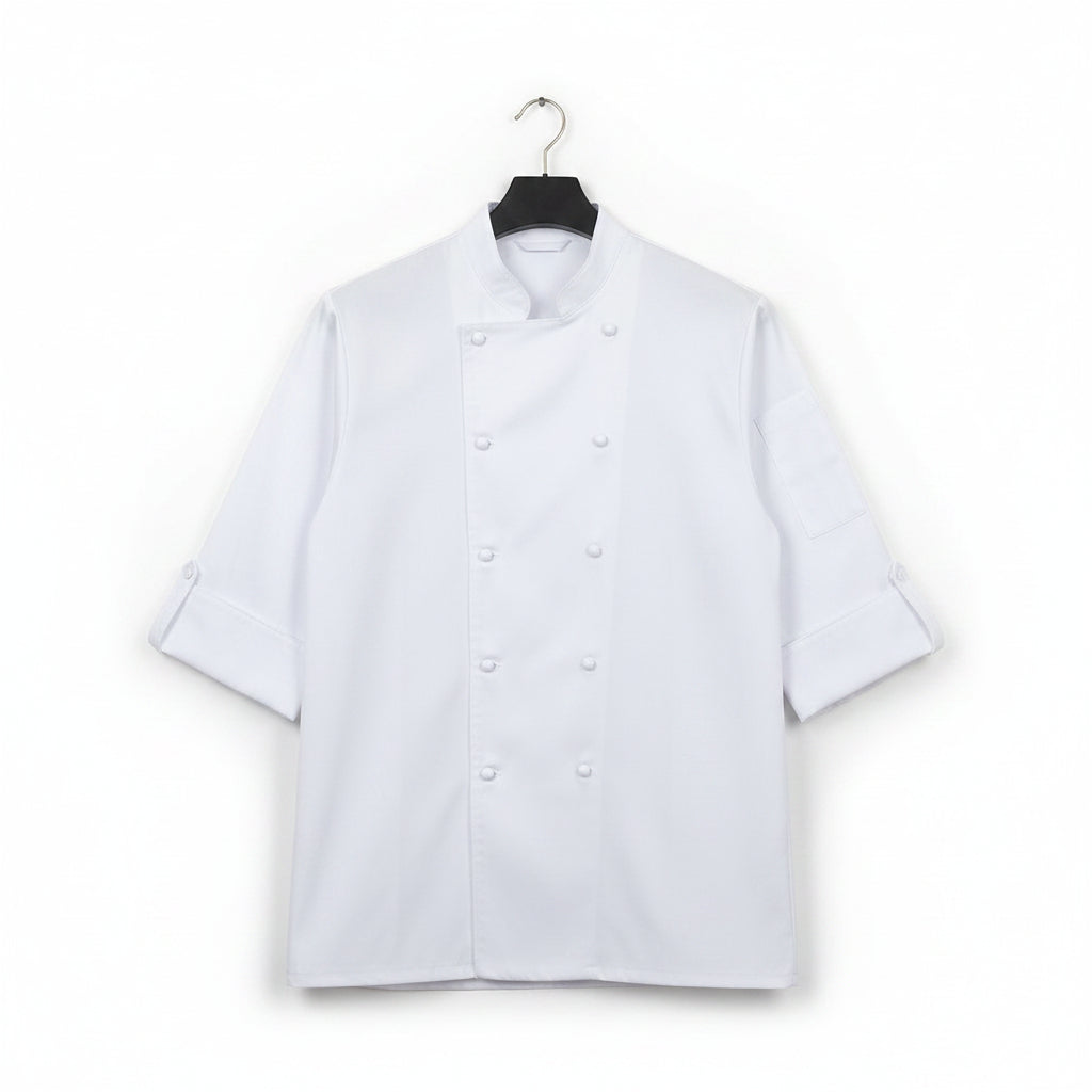 Unisex Chef Jacket Short Sleeves White- L