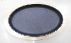 Oval Sizzler Iron platter wooden+iron 22cm 1pc