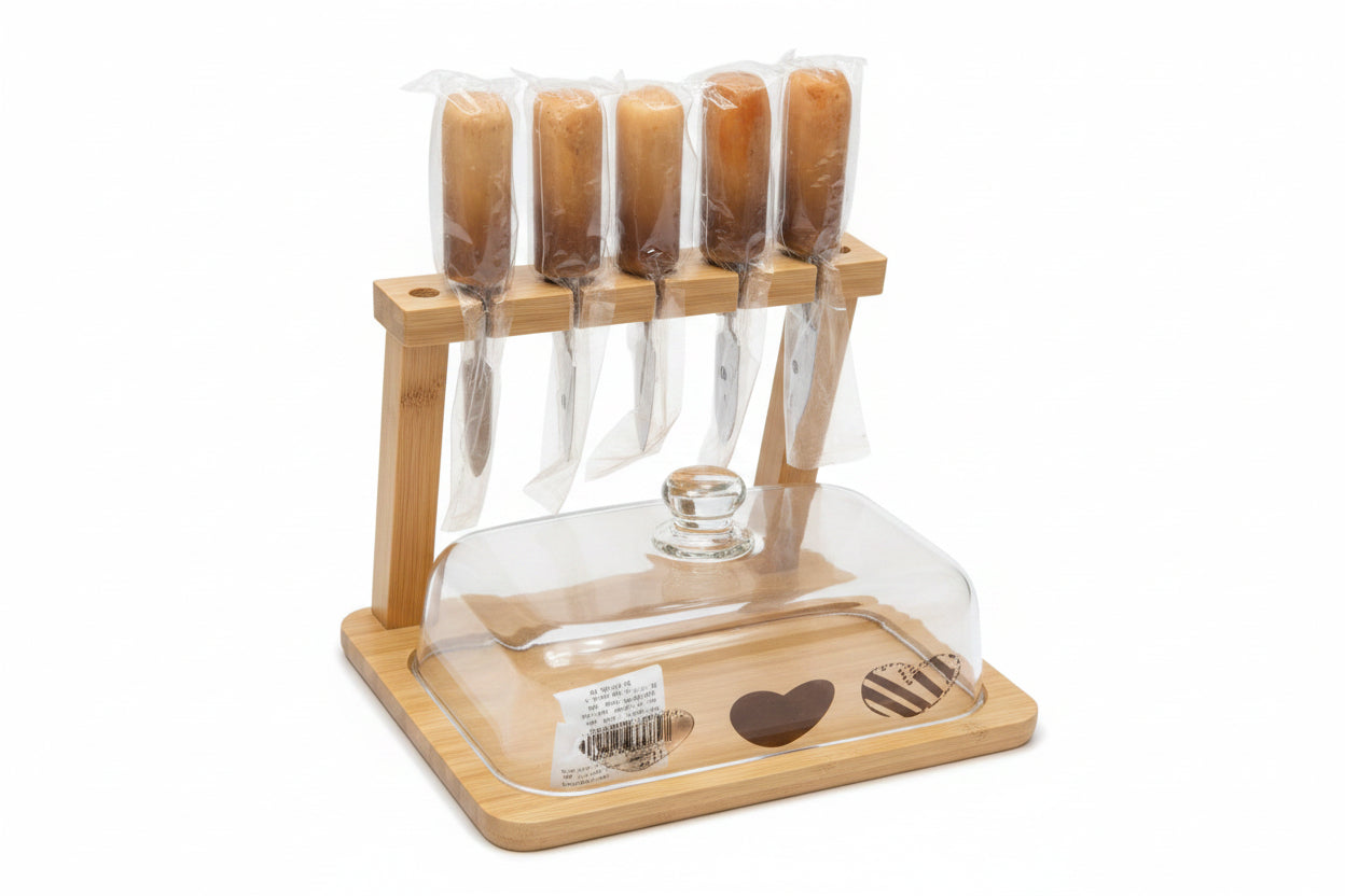 Premium Butter set With Clear lid and 5 Butter Knives