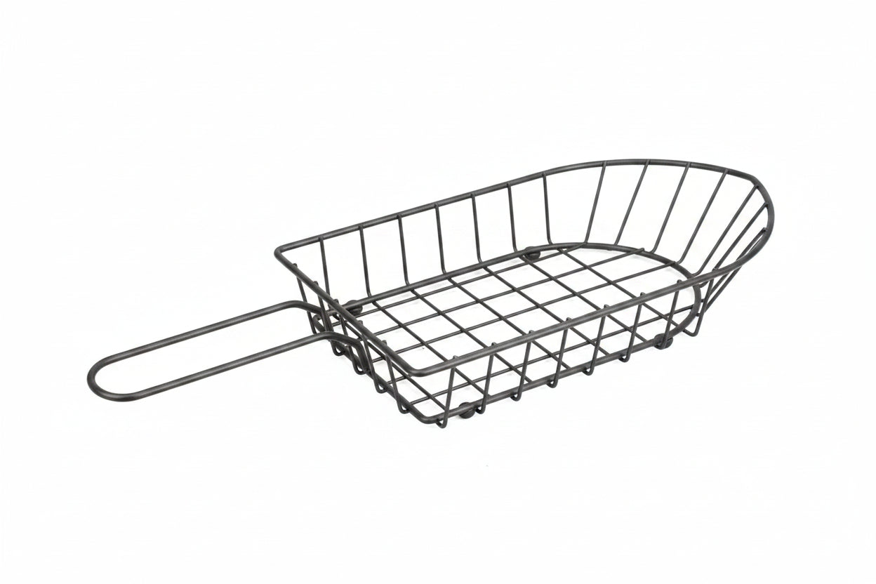Breadbasket/ serving basket 24*12.5*4cm Iron Black Wired - 1Pc