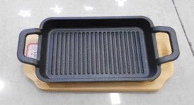 Rectangle Sizzler Iron platter wooden+iron 22*14cm 1PC