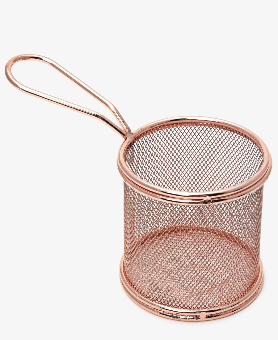 Round Stainless steel Chips basket- ROSEGOLD 9*9cm 1pc