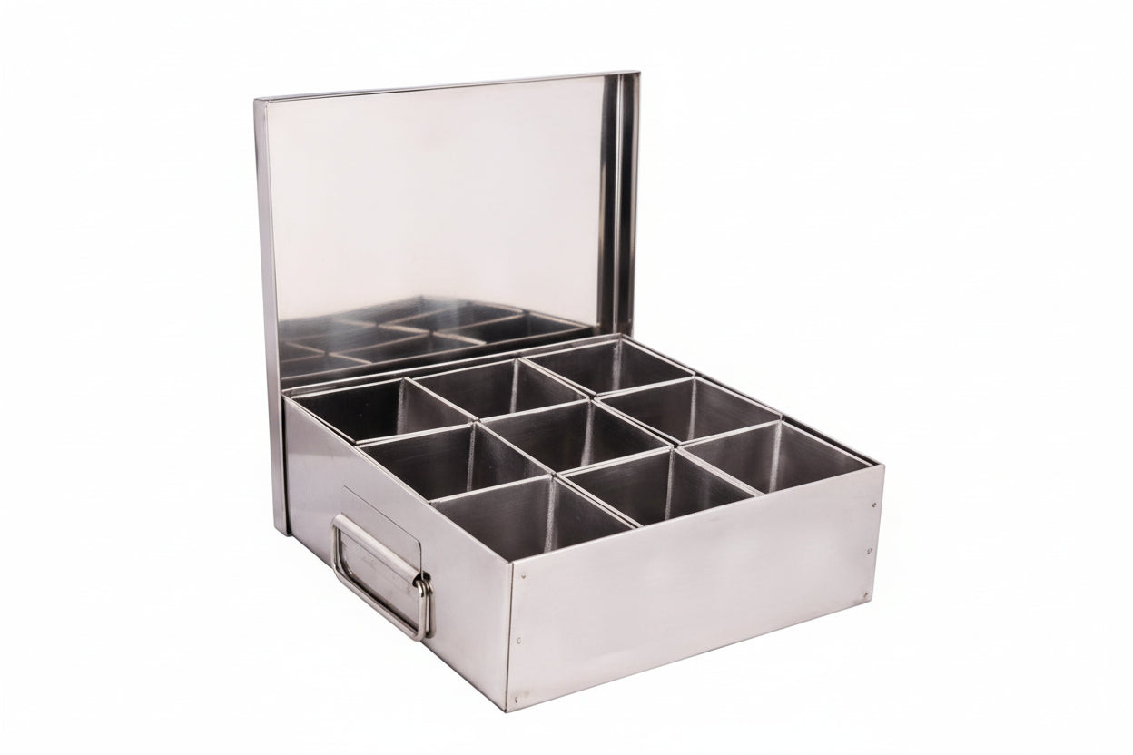 Stainless Steel Spice Box/ Masala Box With Lid 9 Compartment 1pc