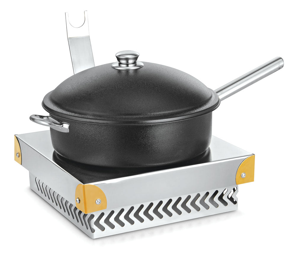 Stainless Steel Chafing Dish, with Black Color Coating, With Floating Stand With Laser Cutting Arrow design