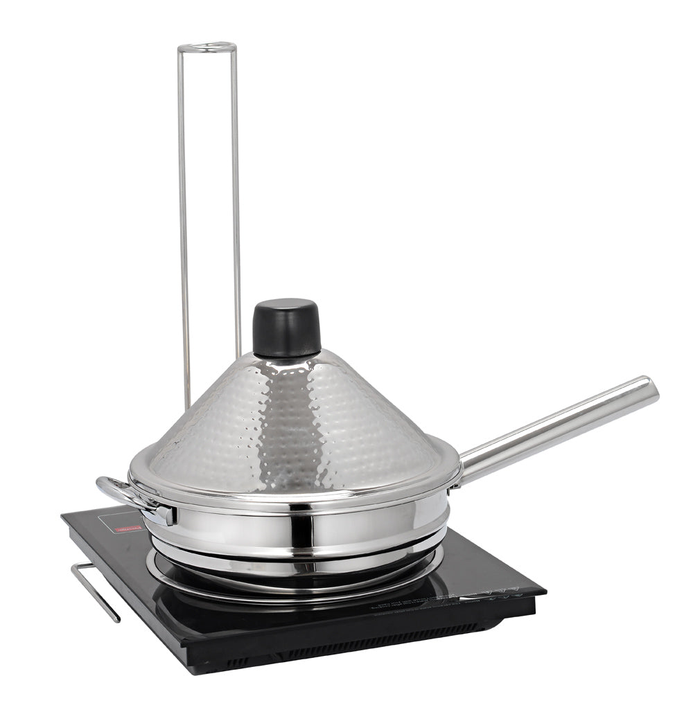 Stainless Steel Round 3 Ltrs chafing dish with Conical lid. All Stainless Steel (Induction Heater not included)