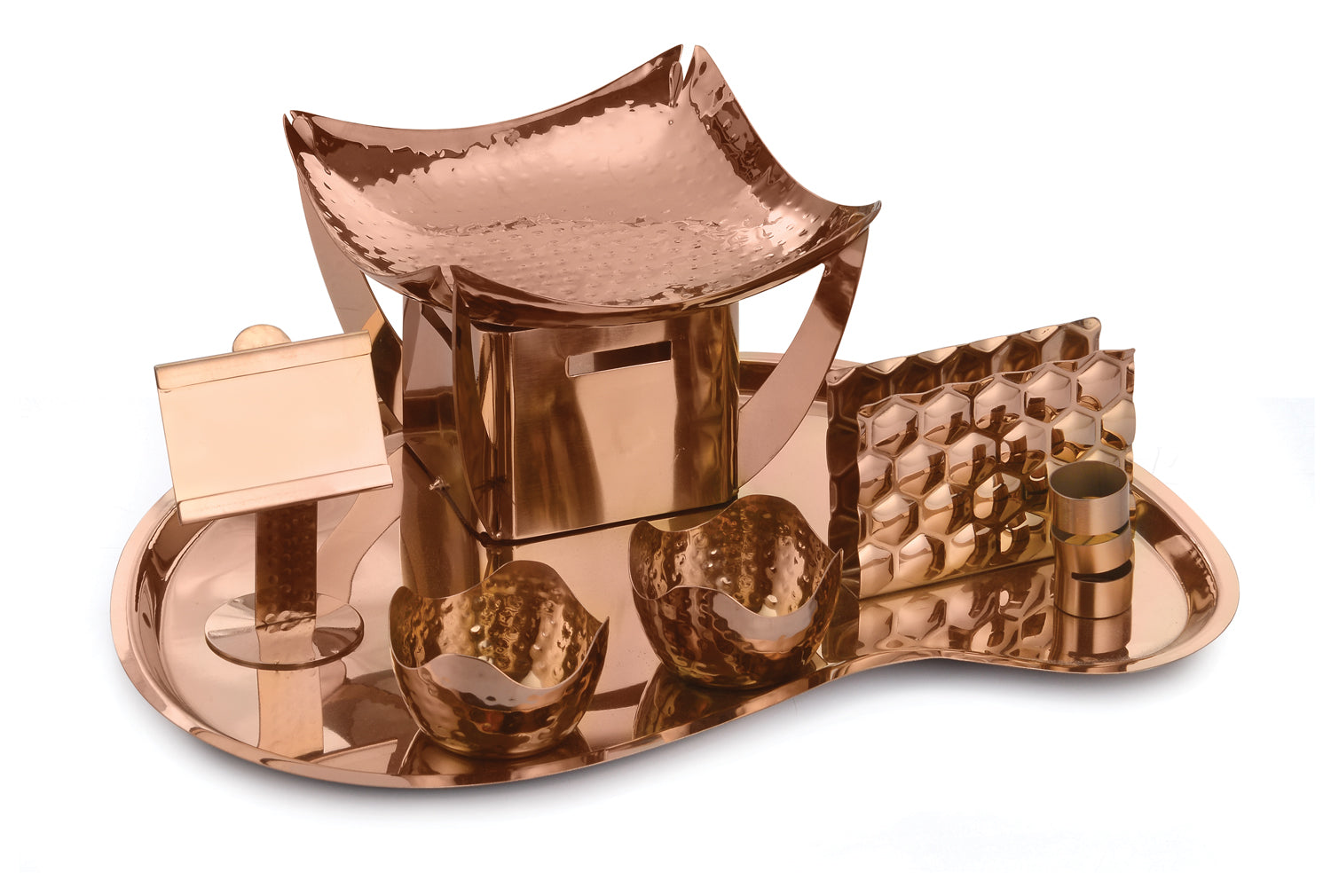 Snack Warmer Concept with Small snack warmer, two sauce katori, toothpick holder, napkin holder, name card holder