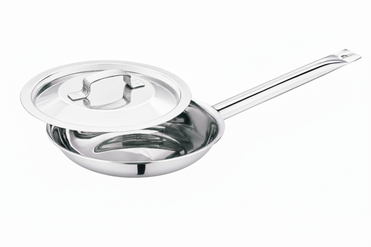 Stainless Steel Fry pan 2mm thickness with Handle and Cover