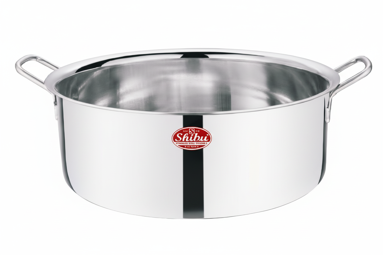 Stainless Steel SHALLOW CASSEROLE 3mm Thickness With Cover Size 48