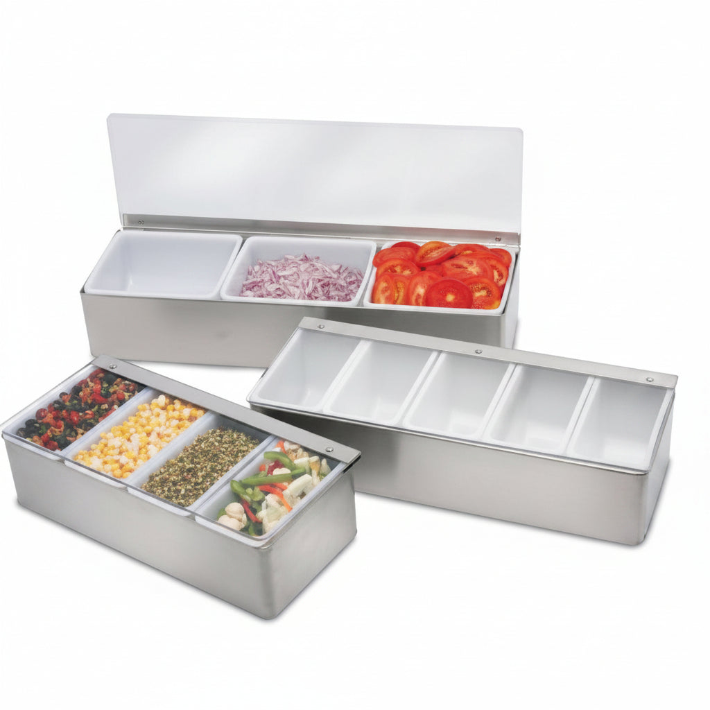 Condiment Dispenser 5 Section With Clear Lid