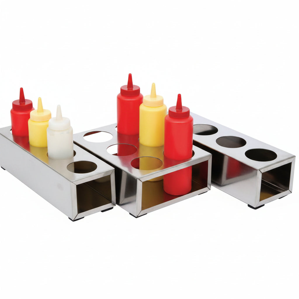 Squeeze Bottle Holder 3 hole 1 tier 72 mm for 24 Oz Satin Finish