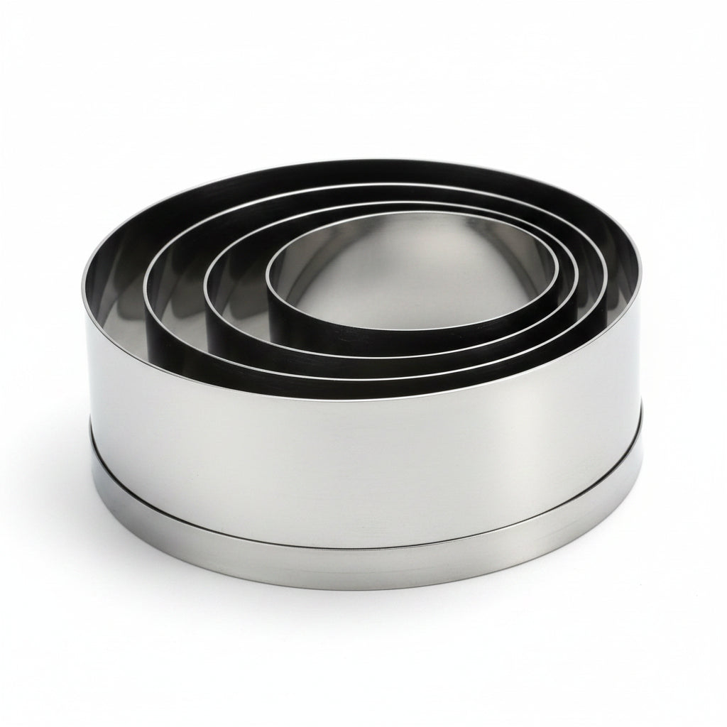 SS Cake Mould Ring W/O Fluted End 7 Pcs Set