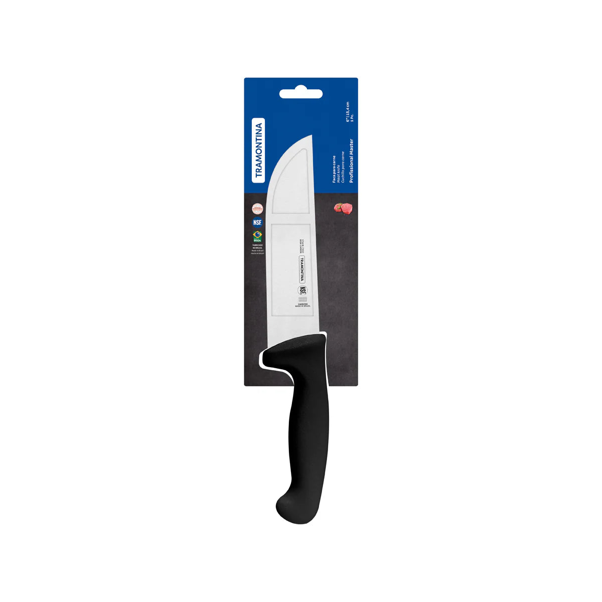 Professional Master Black Butcher Knife Straight Back Deep 150mm