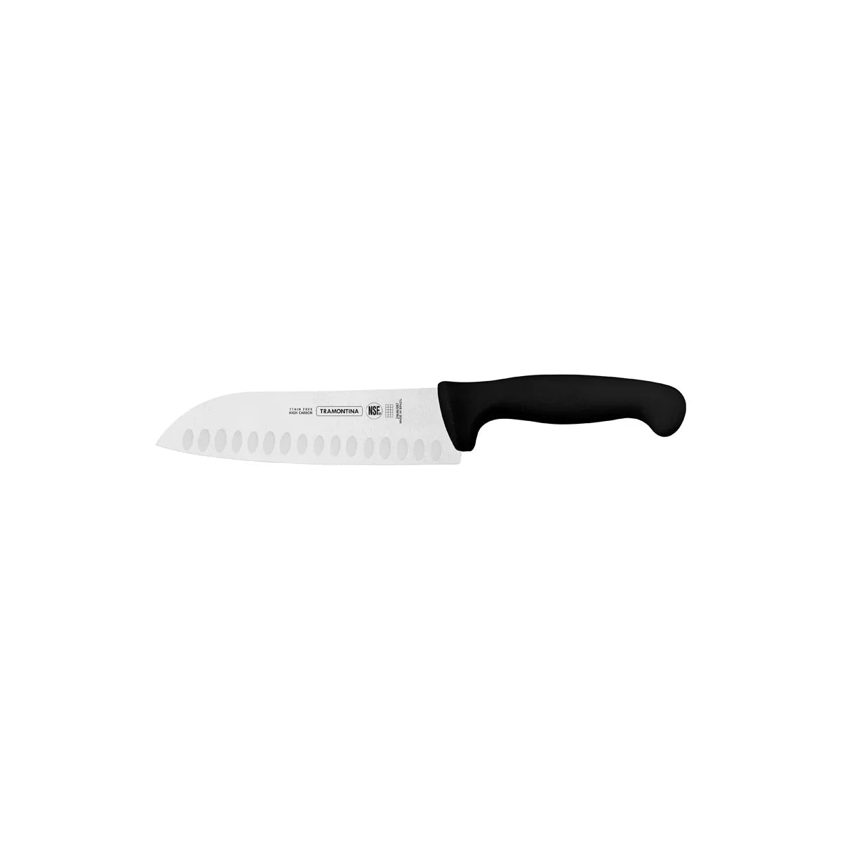 Professional Master Black Handle Santoku Knife Fluted 170mm