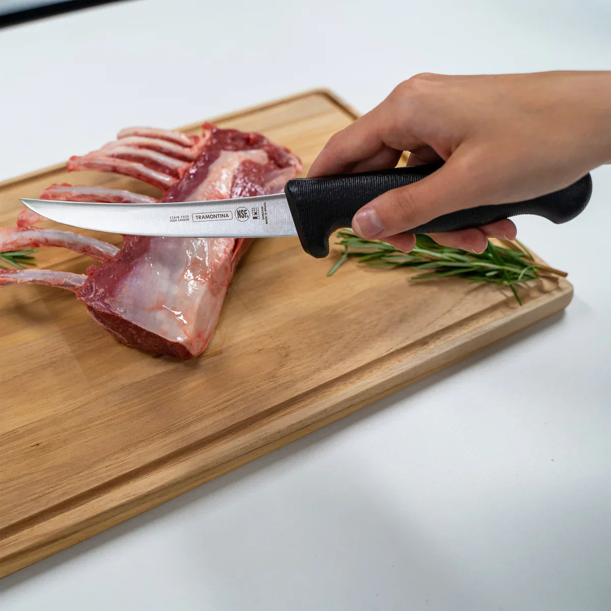 Professional Master Black Boning Knife Straight with Wide Stiff Blade 150mm