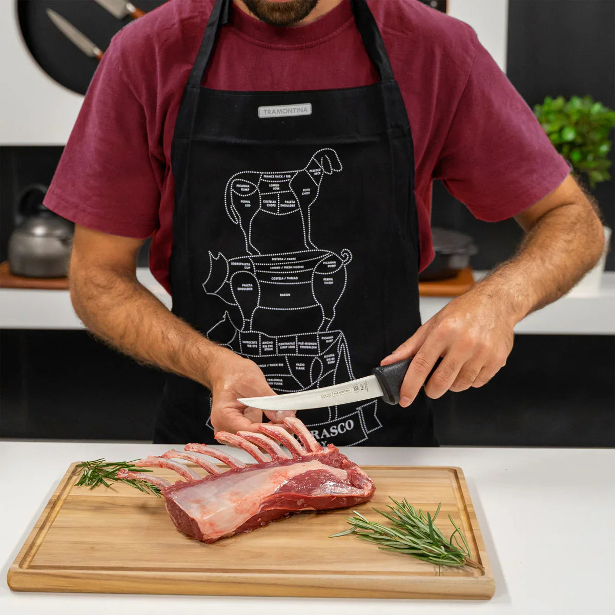 Professional Master Black Handle Boning Knife Curved Stiff 150mm