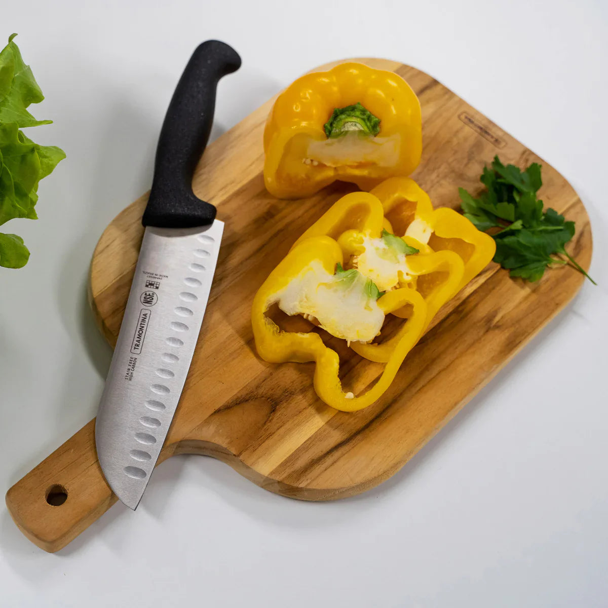 Professional Master Black Handle Scalloped Santoku Knife 178mm