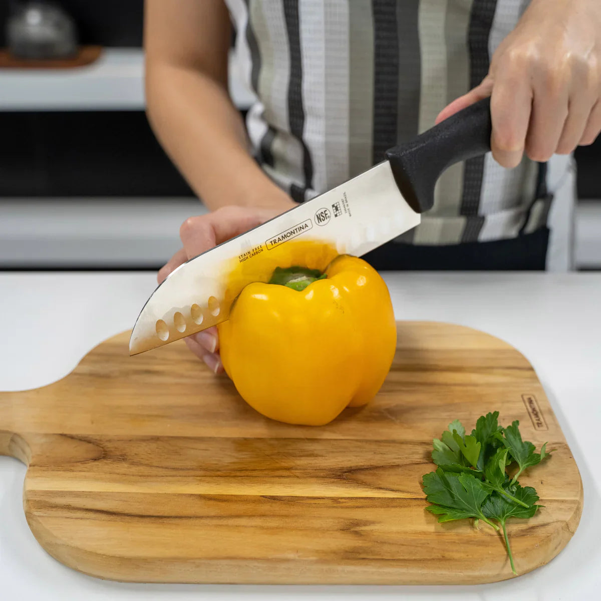 Professional Master Black Handle Scalloped Santoku Knife 178mm